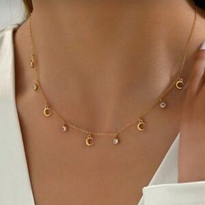 Free People Crescent Moon Crystal Necklace